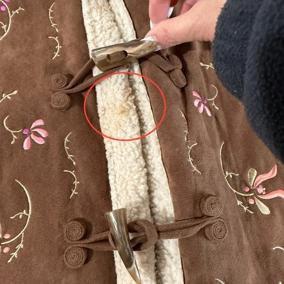 Relativity Womens Large Pre-Owned Faux Suede Brown Embroidered Sherpa Lined Vest - Picture 13 of 17